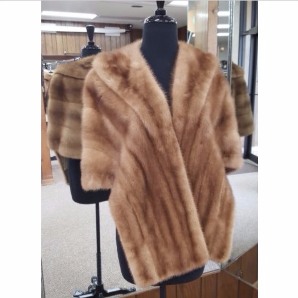Natural Pastel Letout Mink Fur Stole